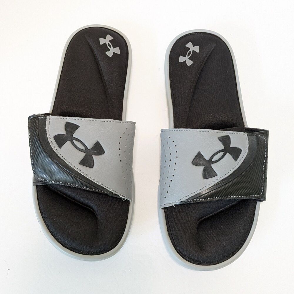 Under Armour Men's Size 9 Ignite VI Slide Sandals Black/Gray #3022711-002 NWOT